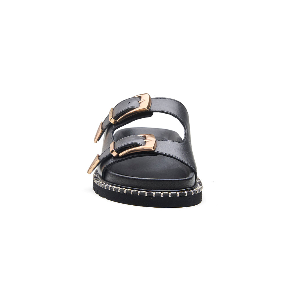 Black Stitch Sandal