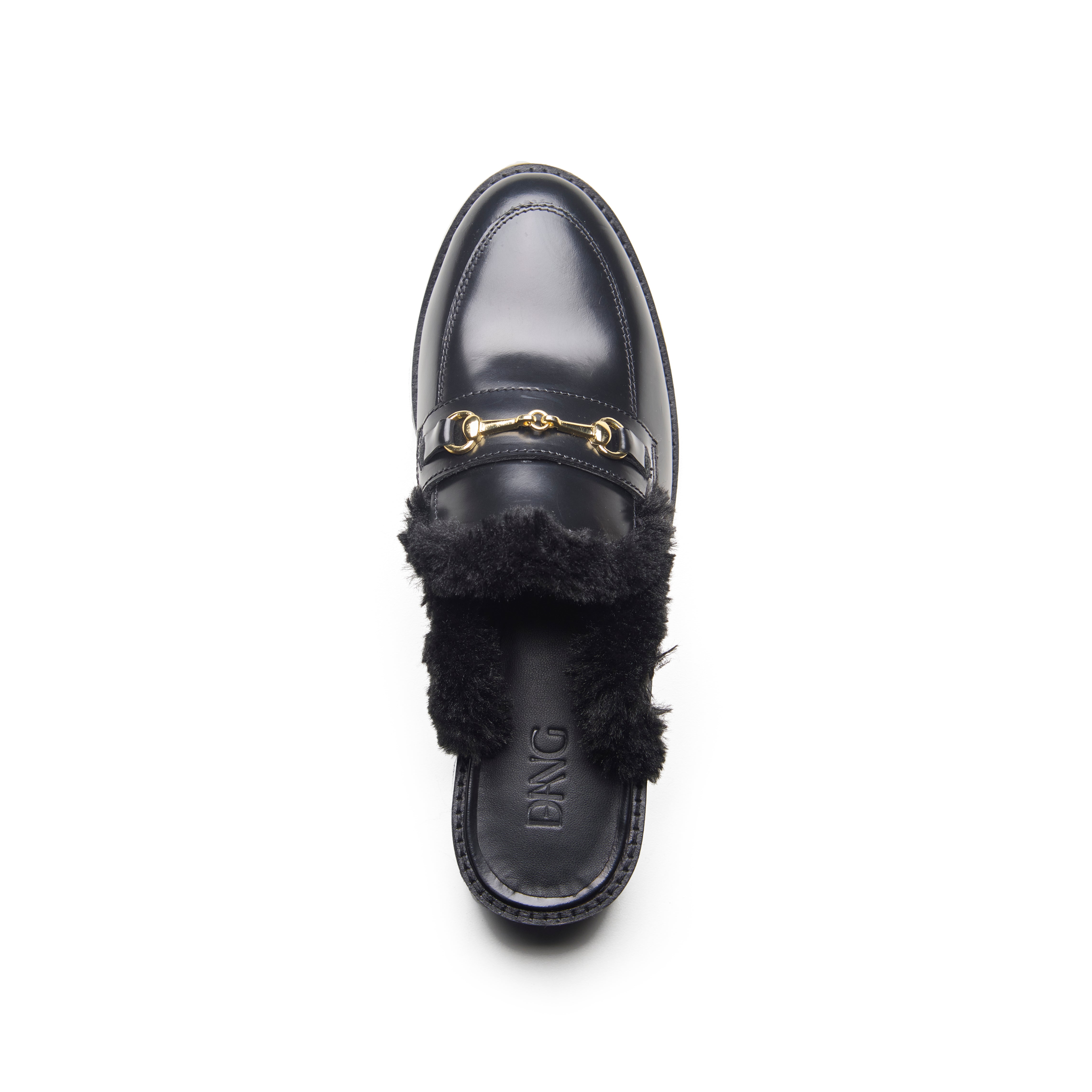 Black Fur Luxe Mules