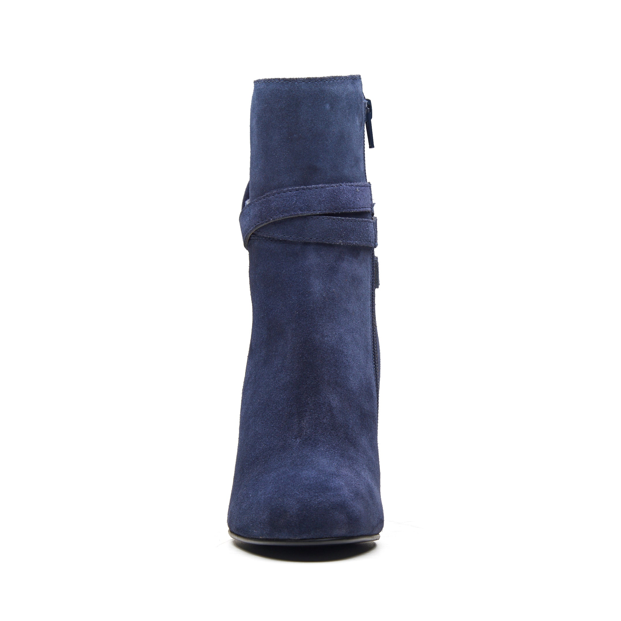 Navy Blue Strut Bow Block Heel Boots