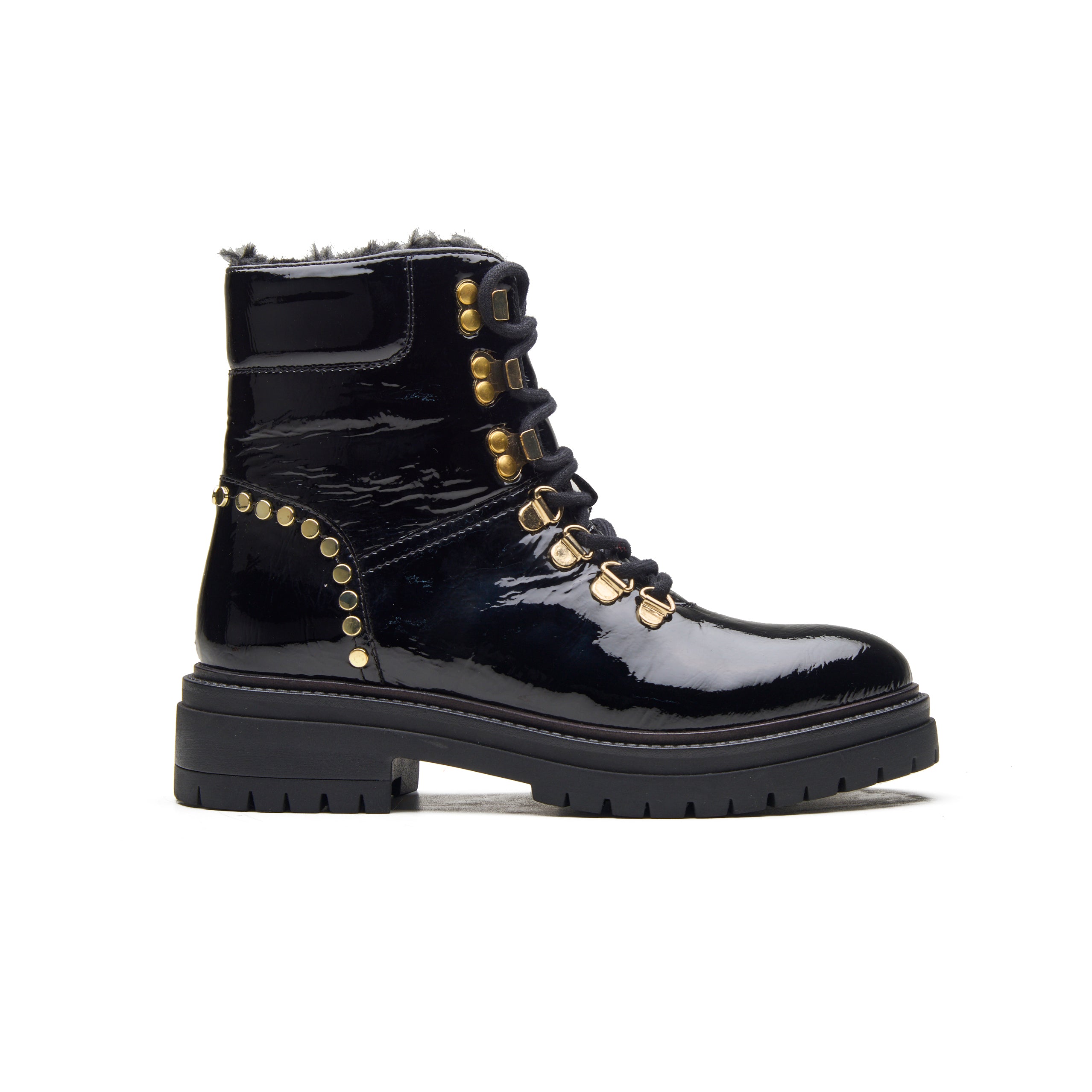 Black Hike Studded Ankle Boots