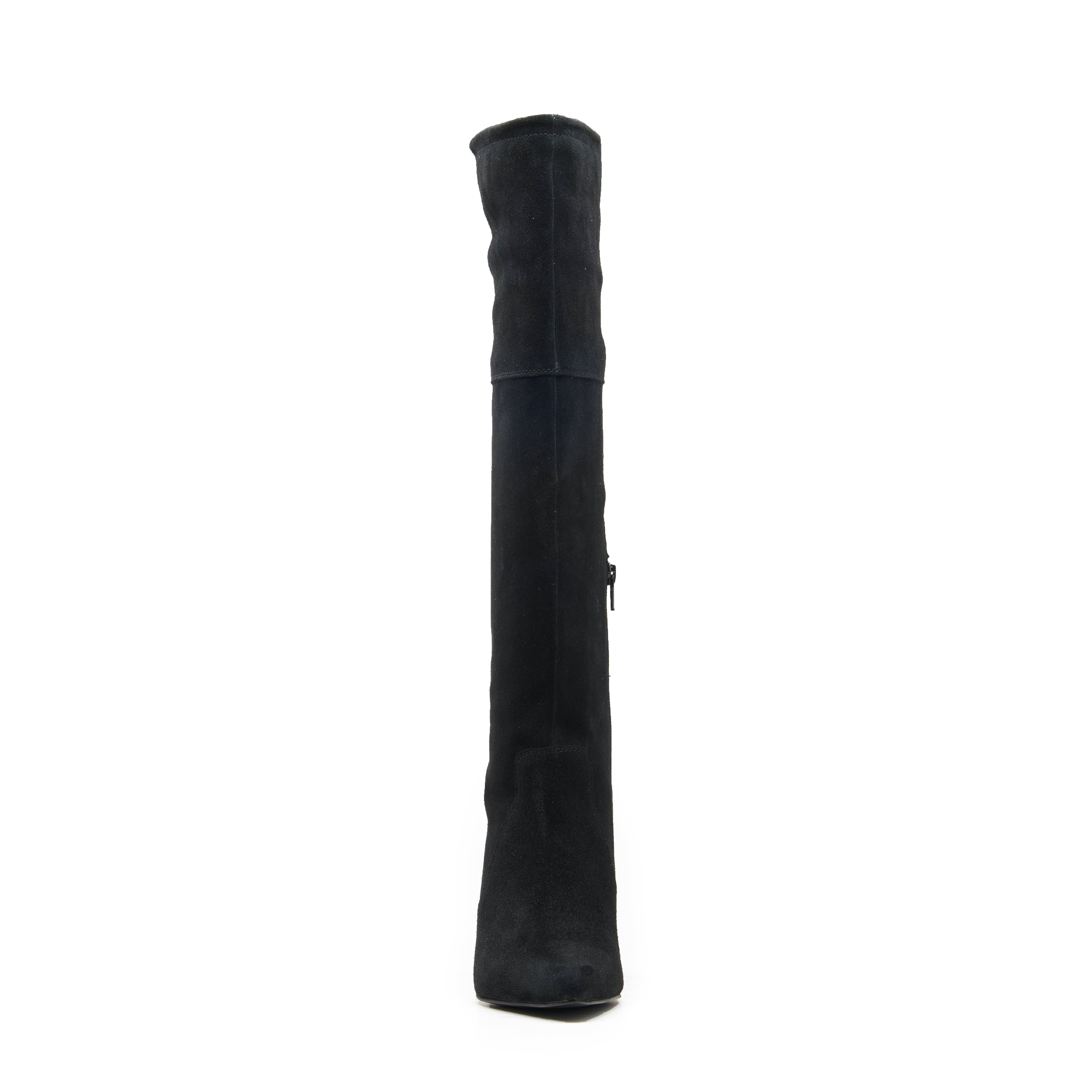 Black Kitten Heel Long Boots