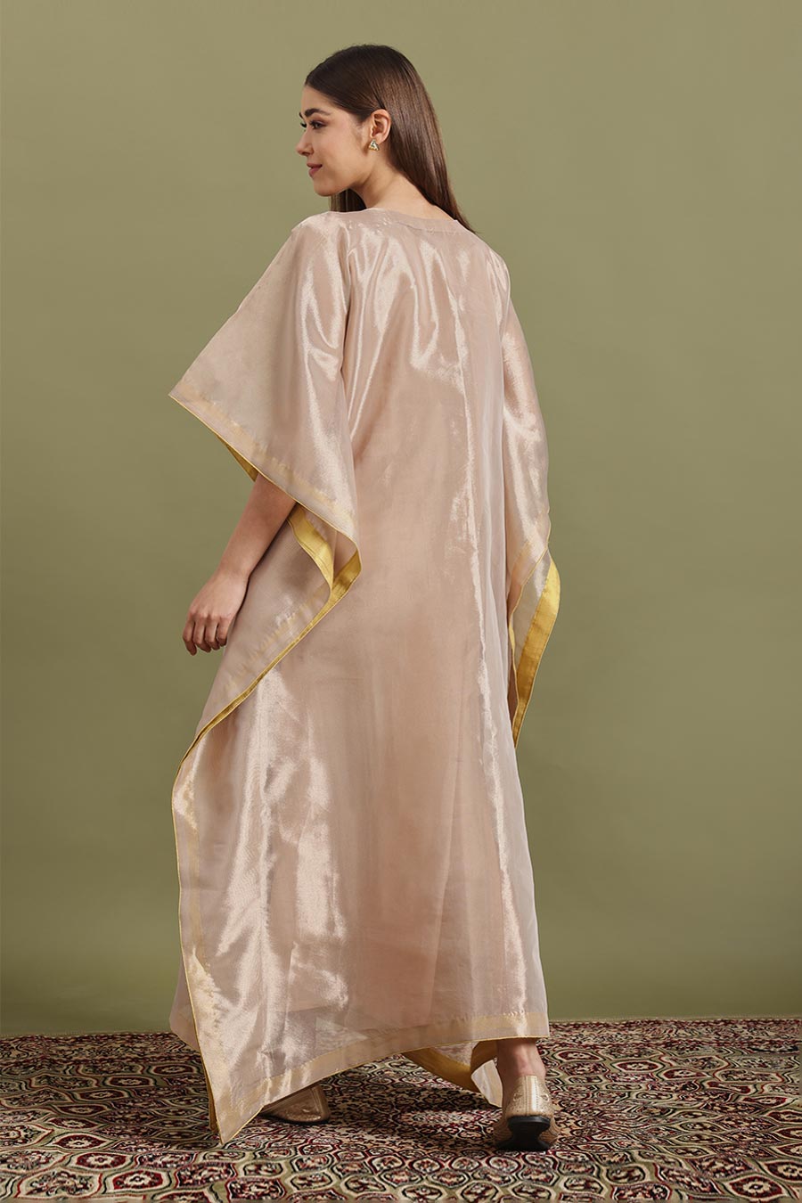 Beige Jewel Neck Kaftan