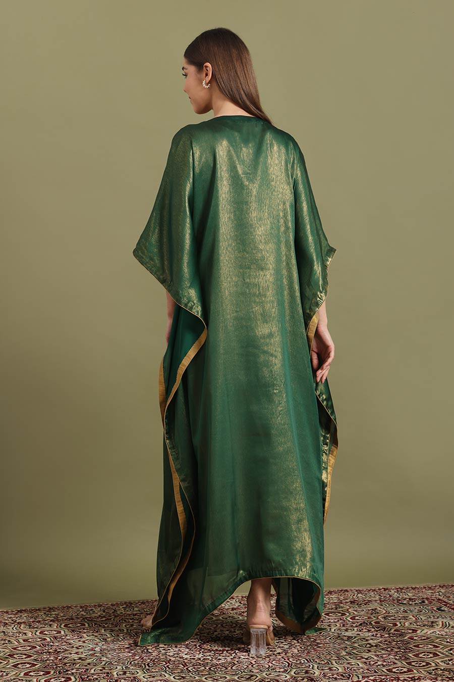 Emerald Green Jewel Neck Kaftan