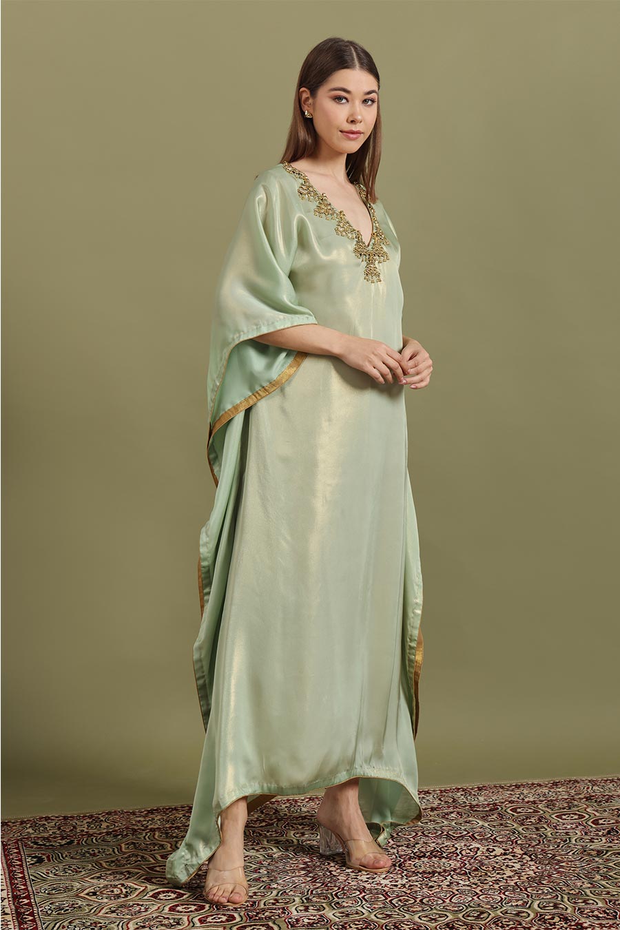 Sea Green Jewel Neck Kaftan