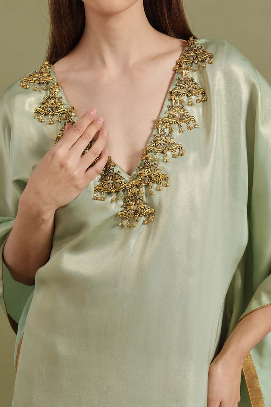 Sea Green Jewel Neck Kaftan