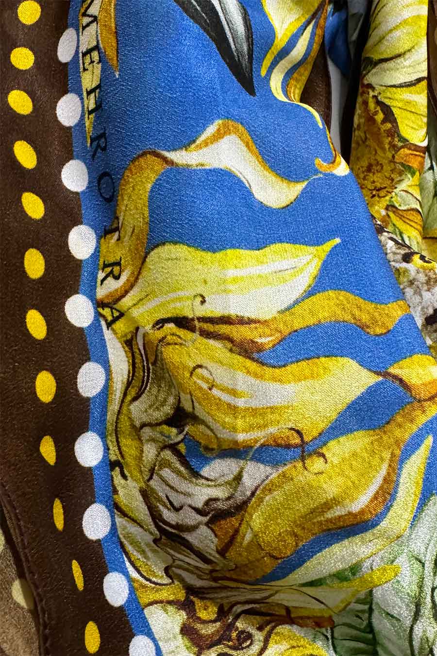 Sunflower Satin Scarf With Tassels