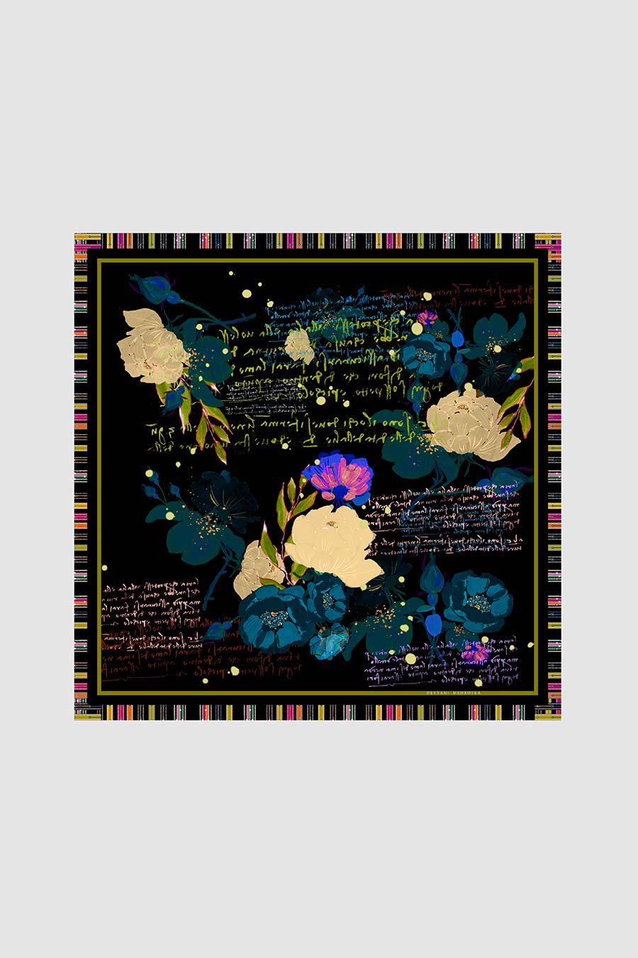 Black Floral Printed Scarf