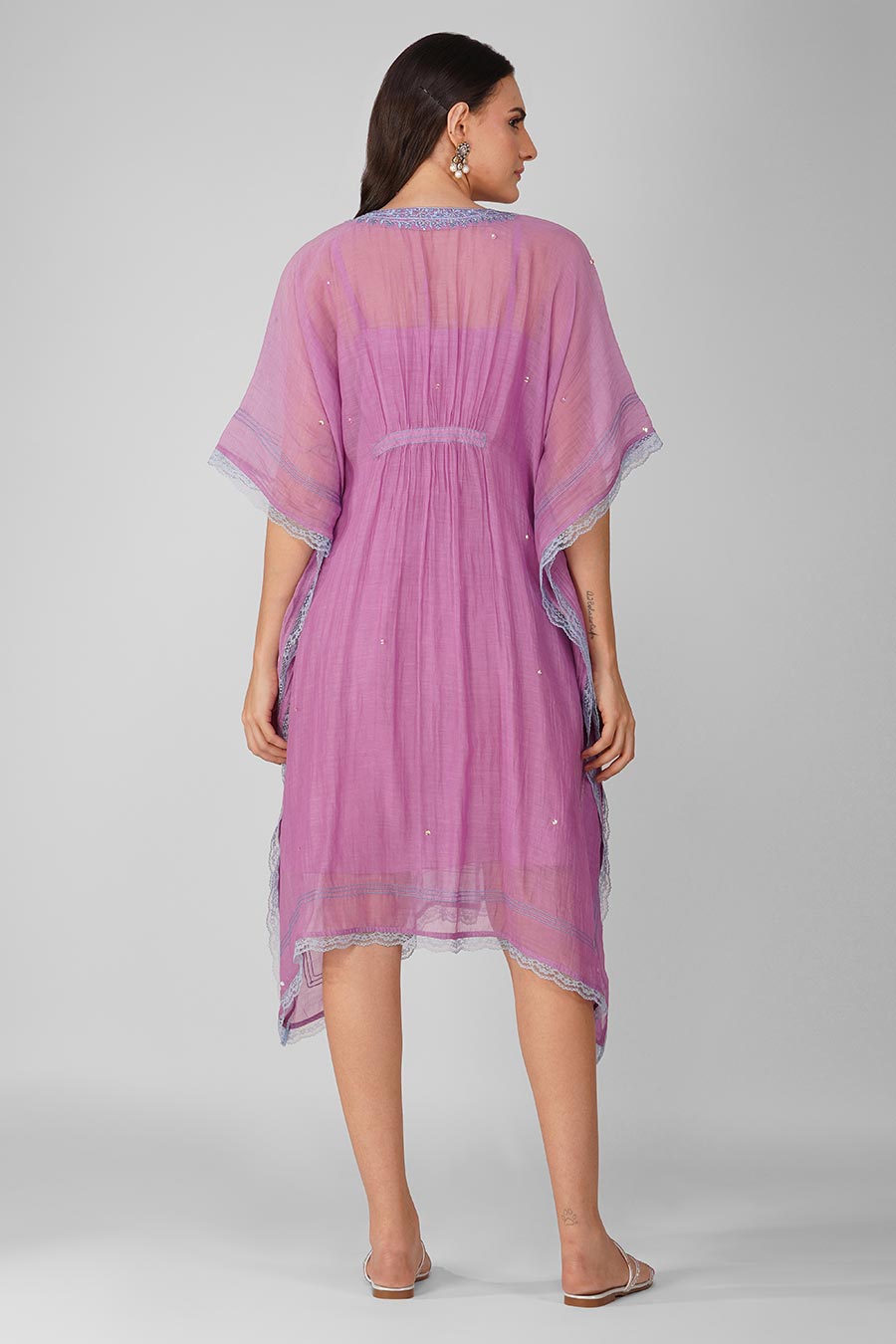 Purple Embroidered Kaftan Dress