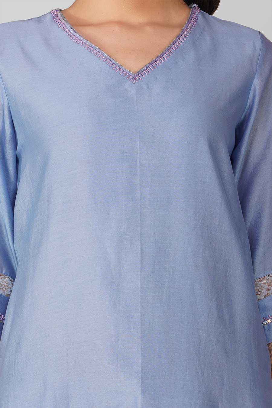 Blue Starry Border Kurta Set