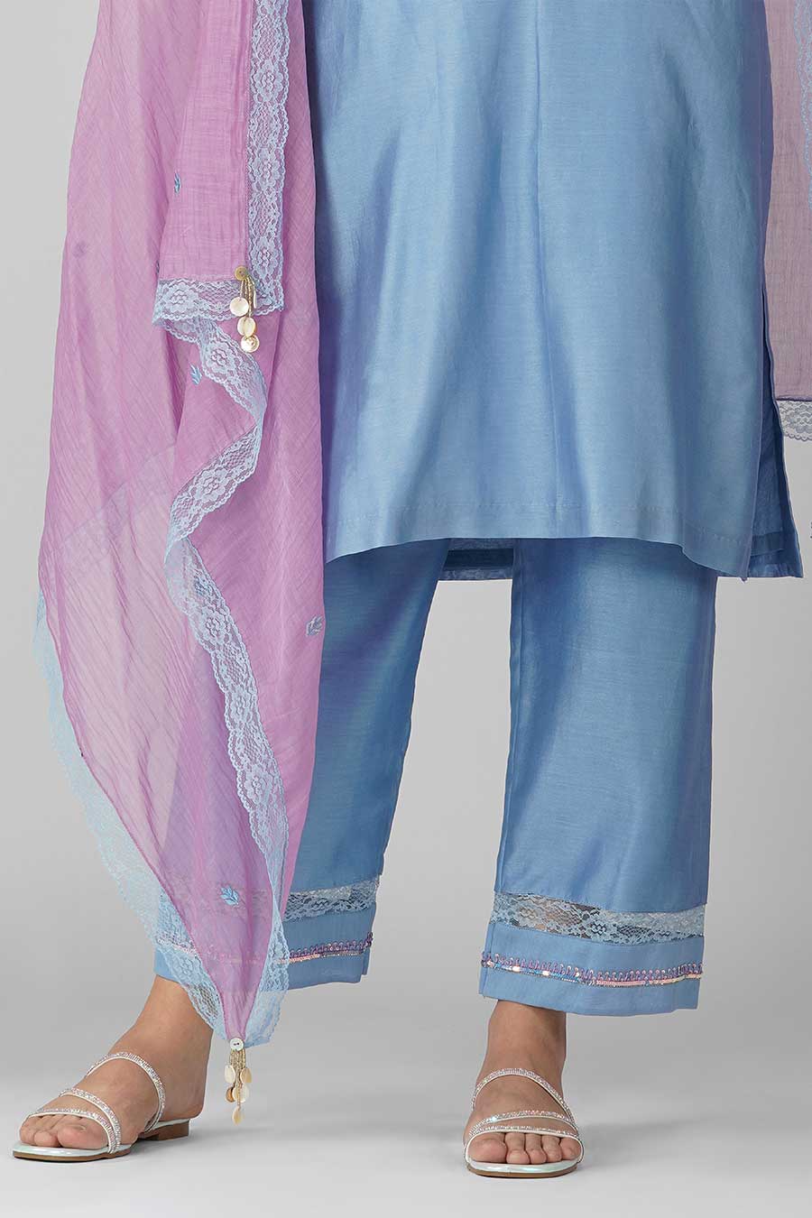 Blue Starry Border Kurta Set