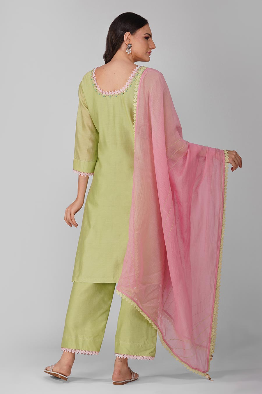 Green-Pink Kurta Set