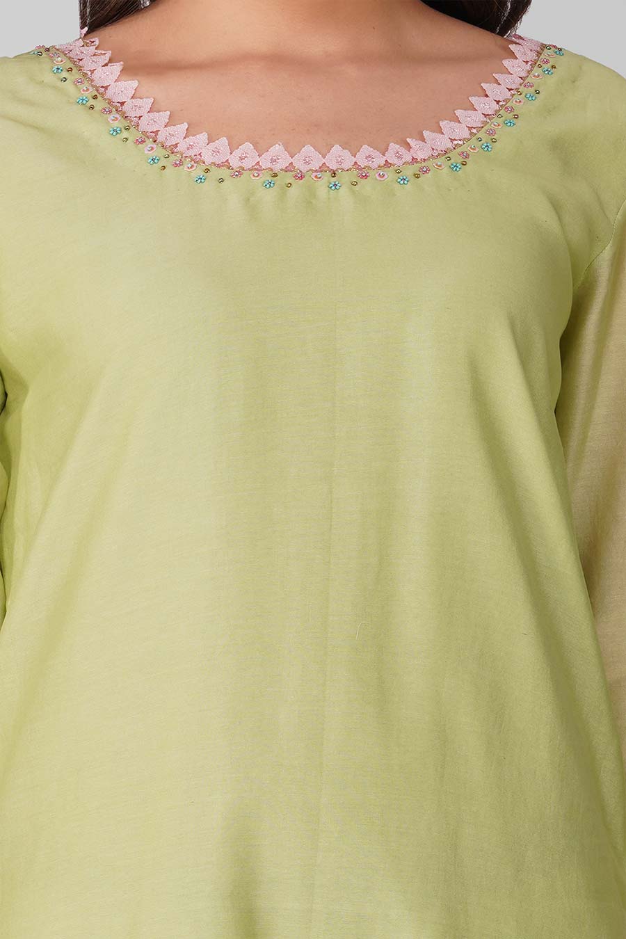 Green-Pink Kurta Set