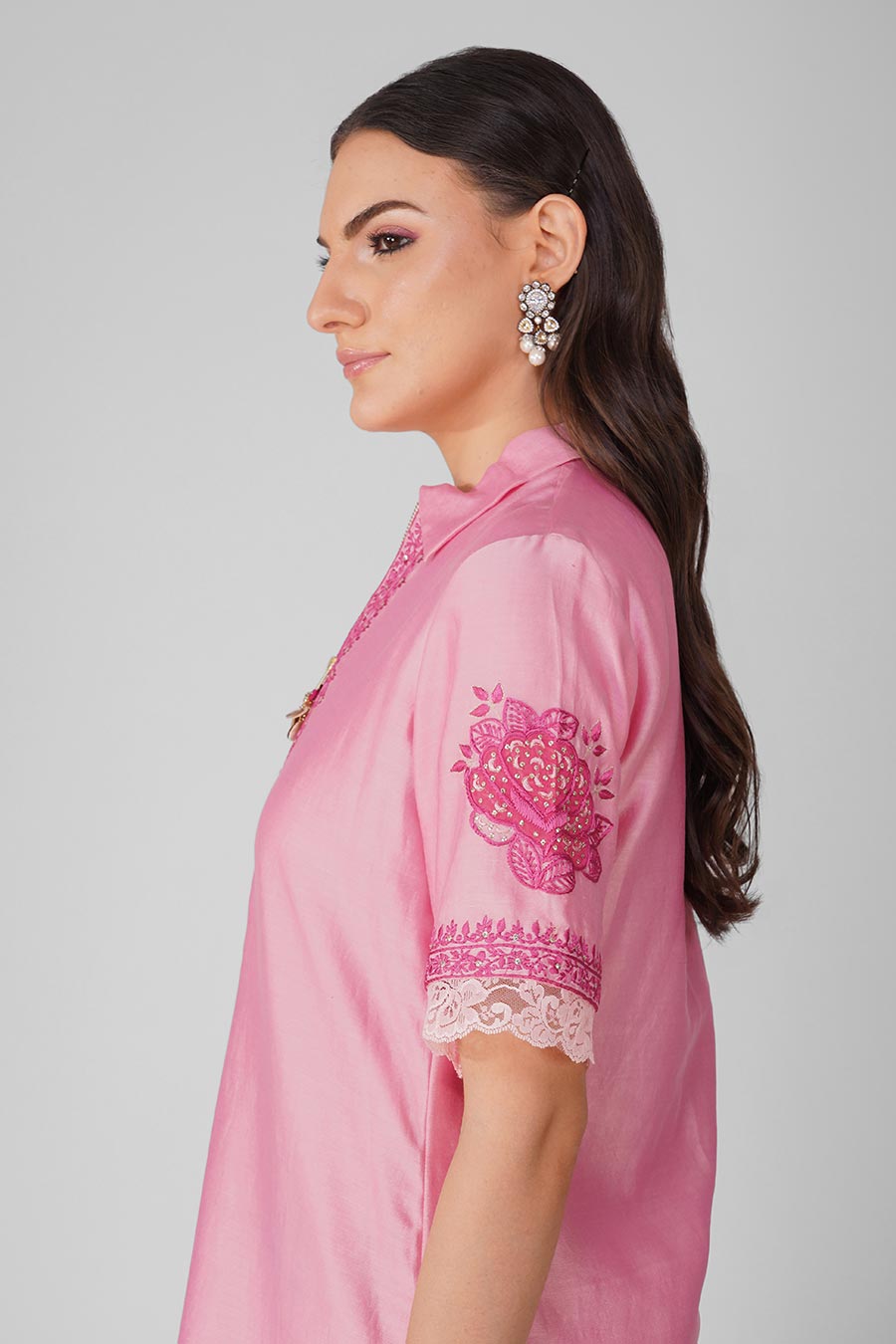 Pink Starry Rose Zipper Tunic Set