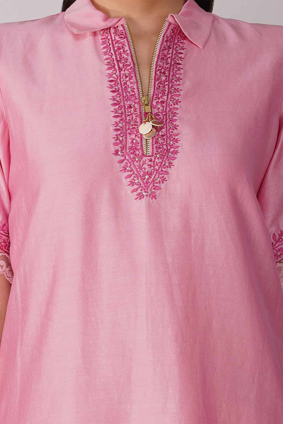 Pink Starry Rose Zipper Tunic Set