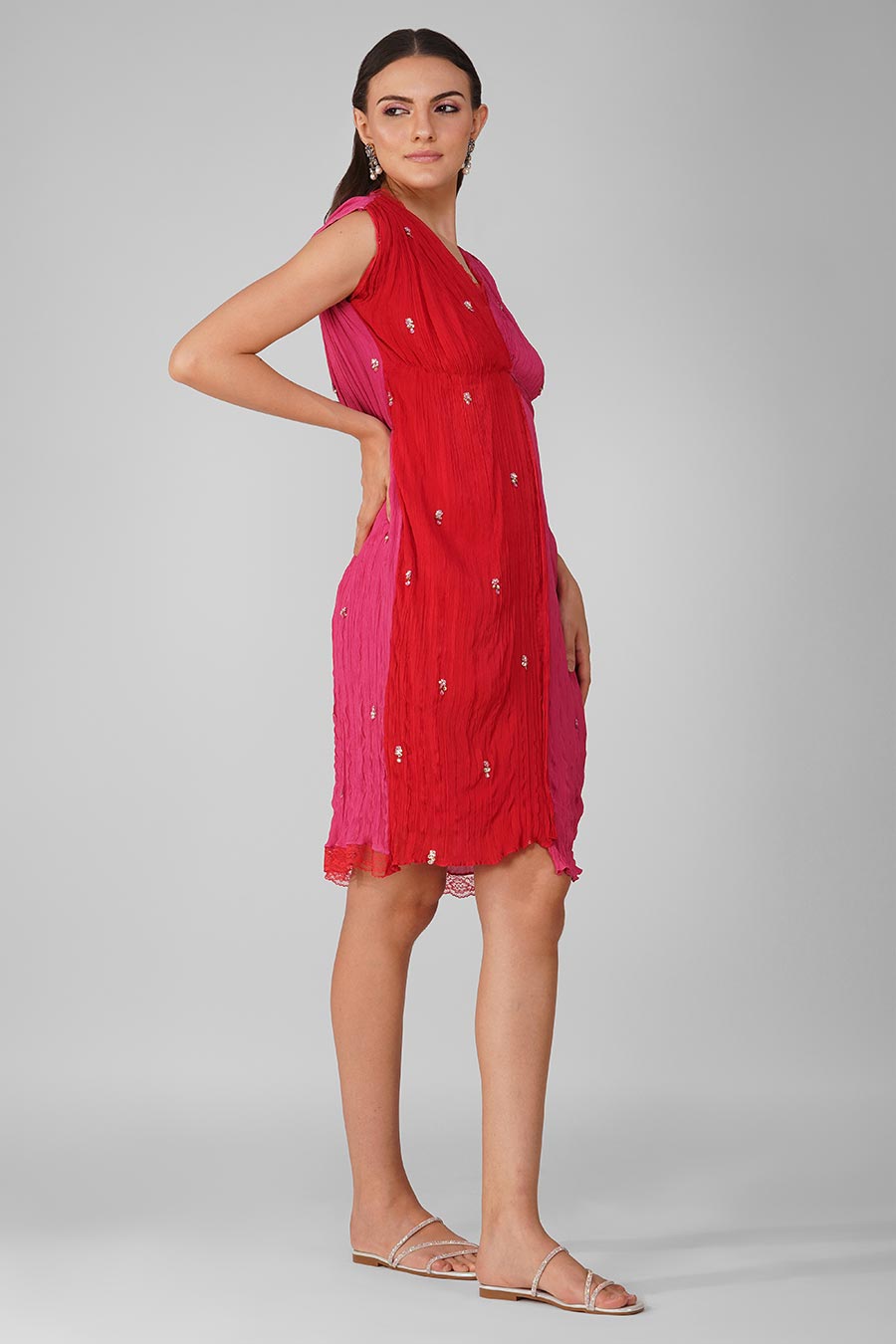 Red-Pink Knotted Dress