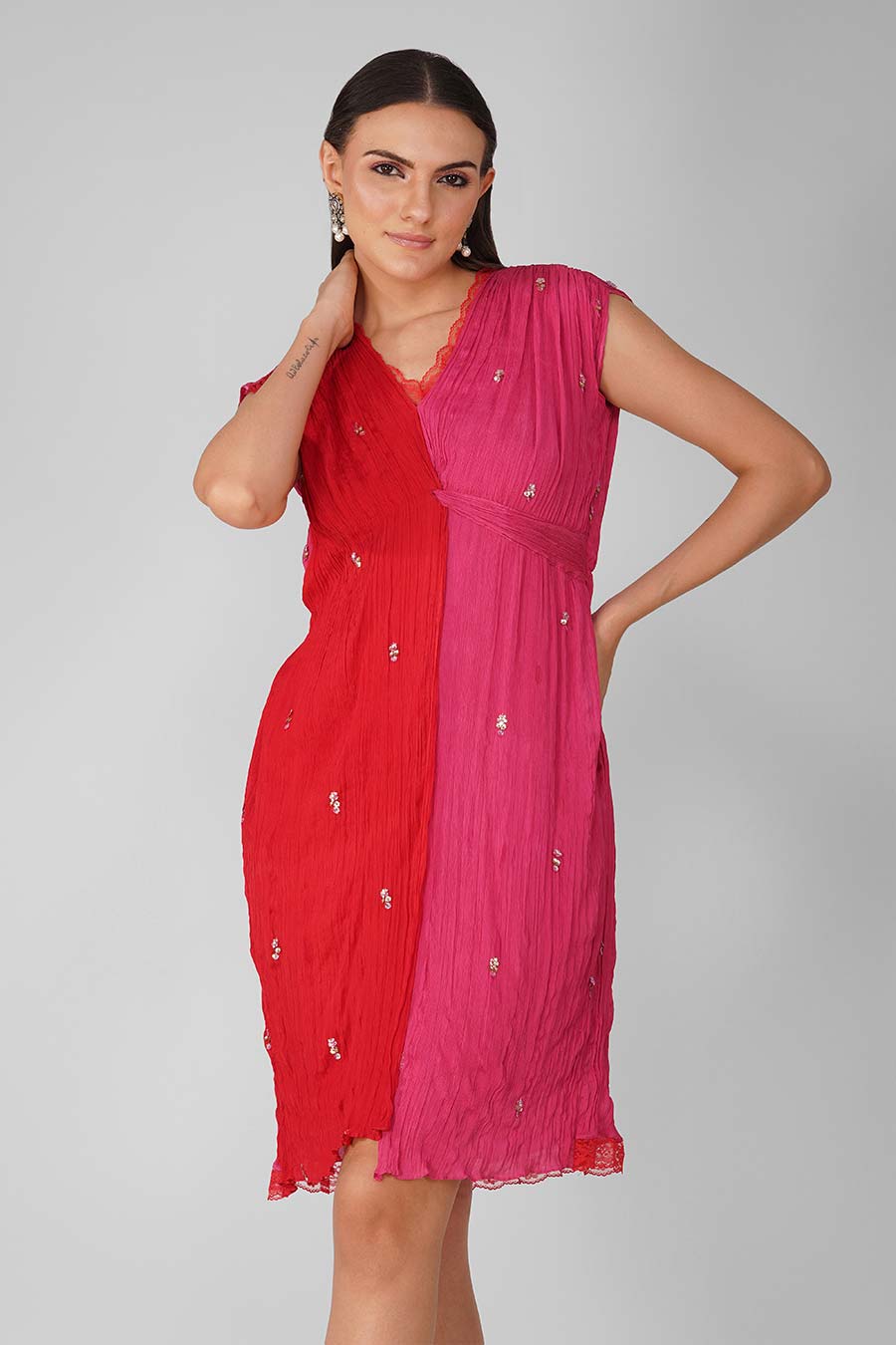 Red-Pink Knotted Dress