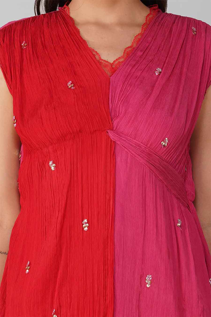 Red-Pink Knotted Dress