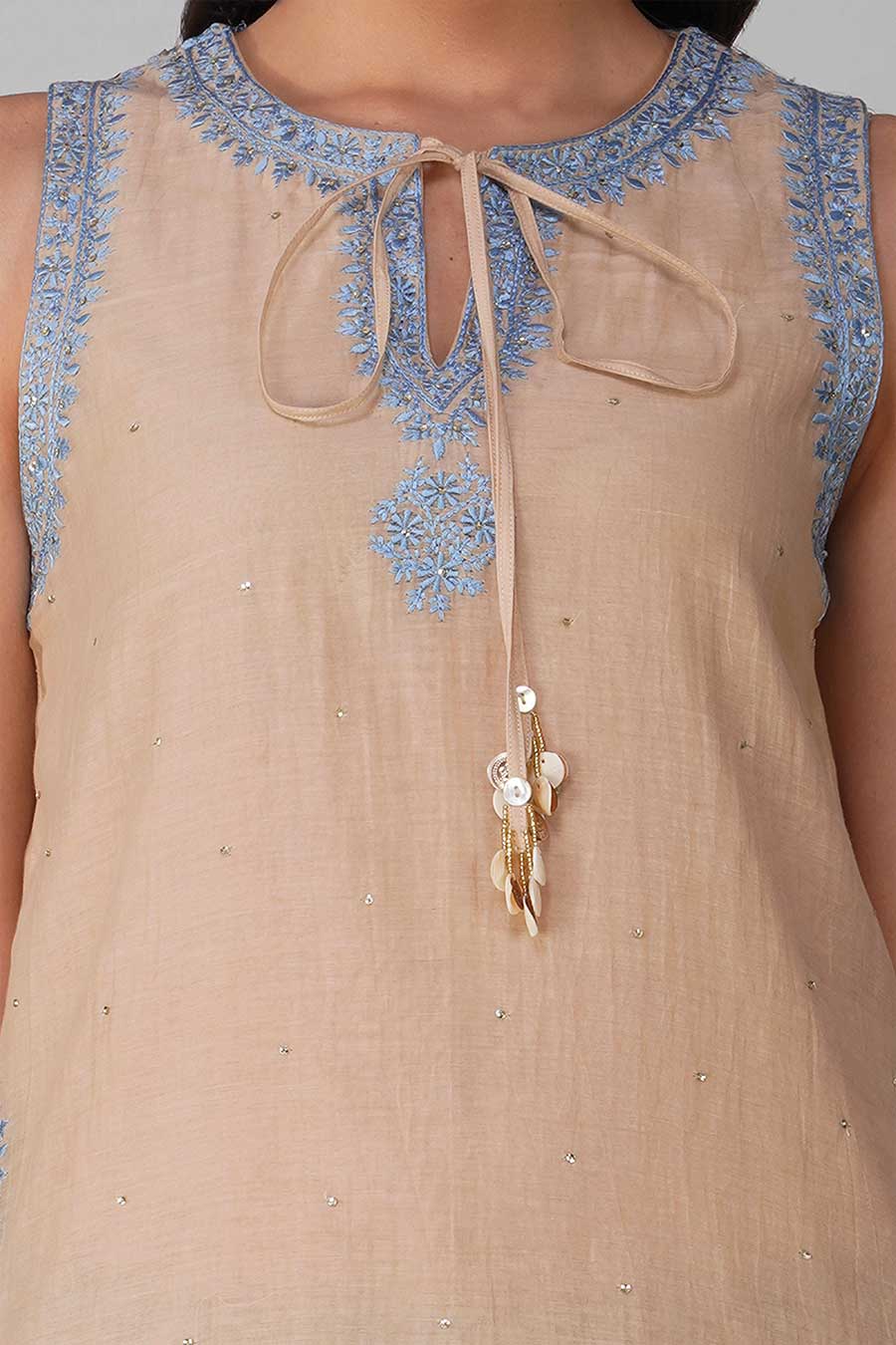 Beige Embroidered Kurta Set