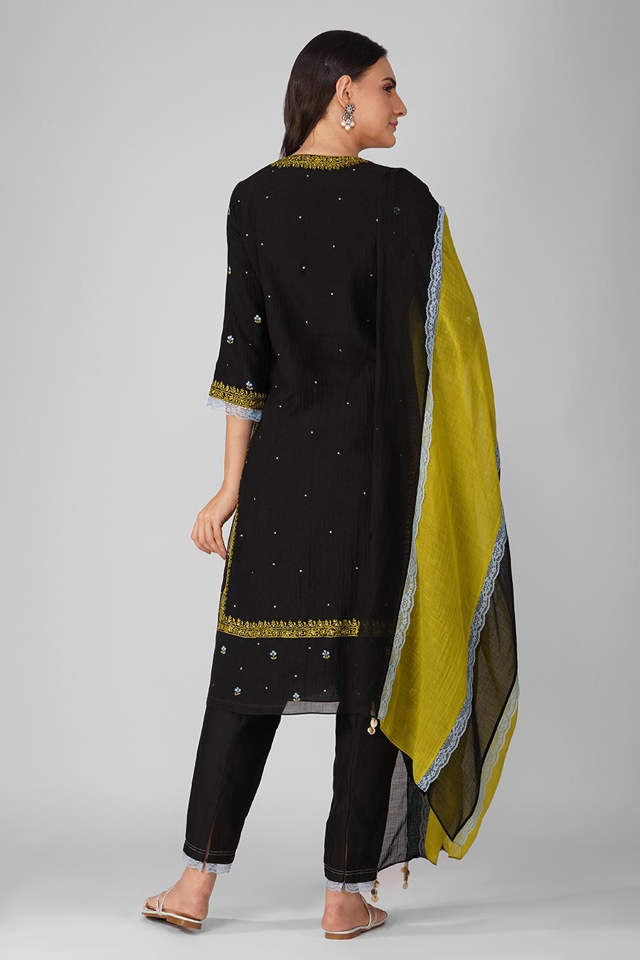 Black Embroidered Kurta Set