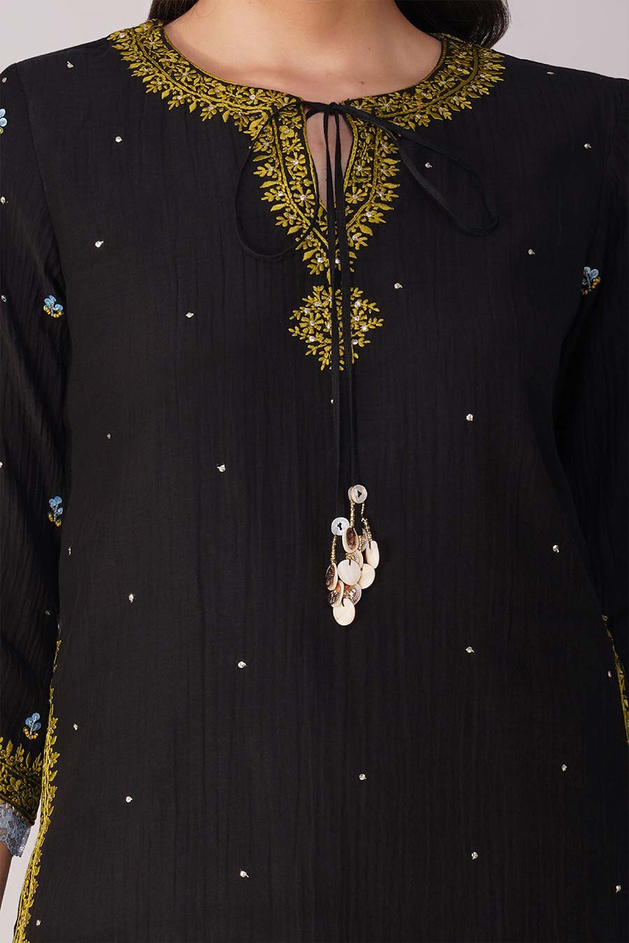 Black Embroidered Kurta Set