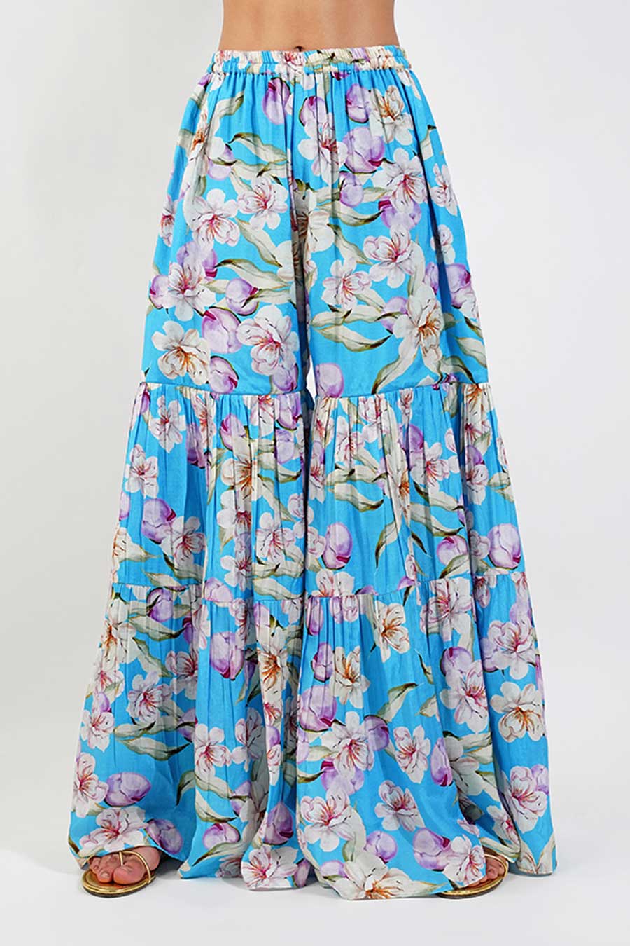 Purple-Blue Vintage Floral Embroidered Gharara Set