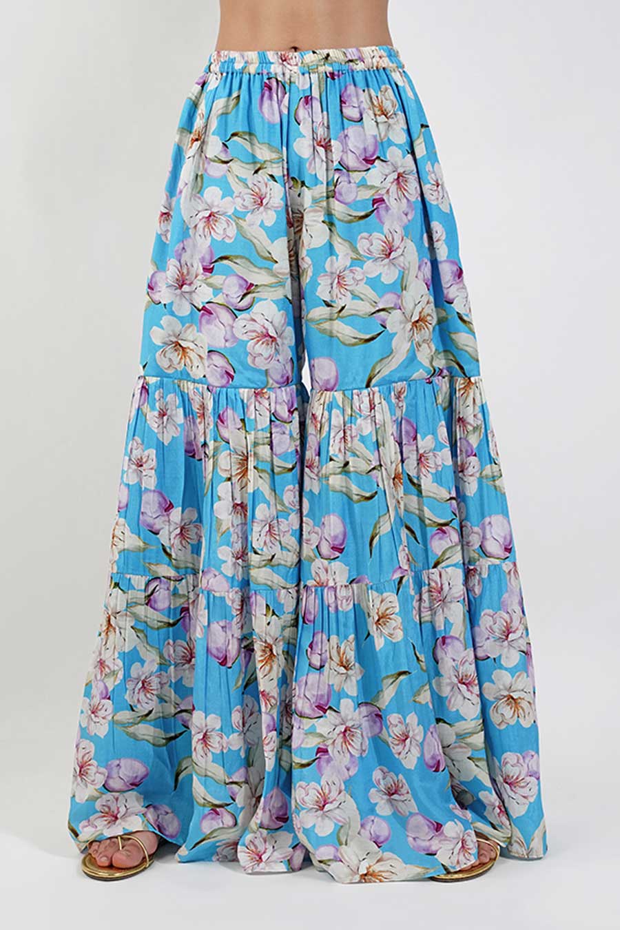 Black & Blue Floral Embellished Gharara Set