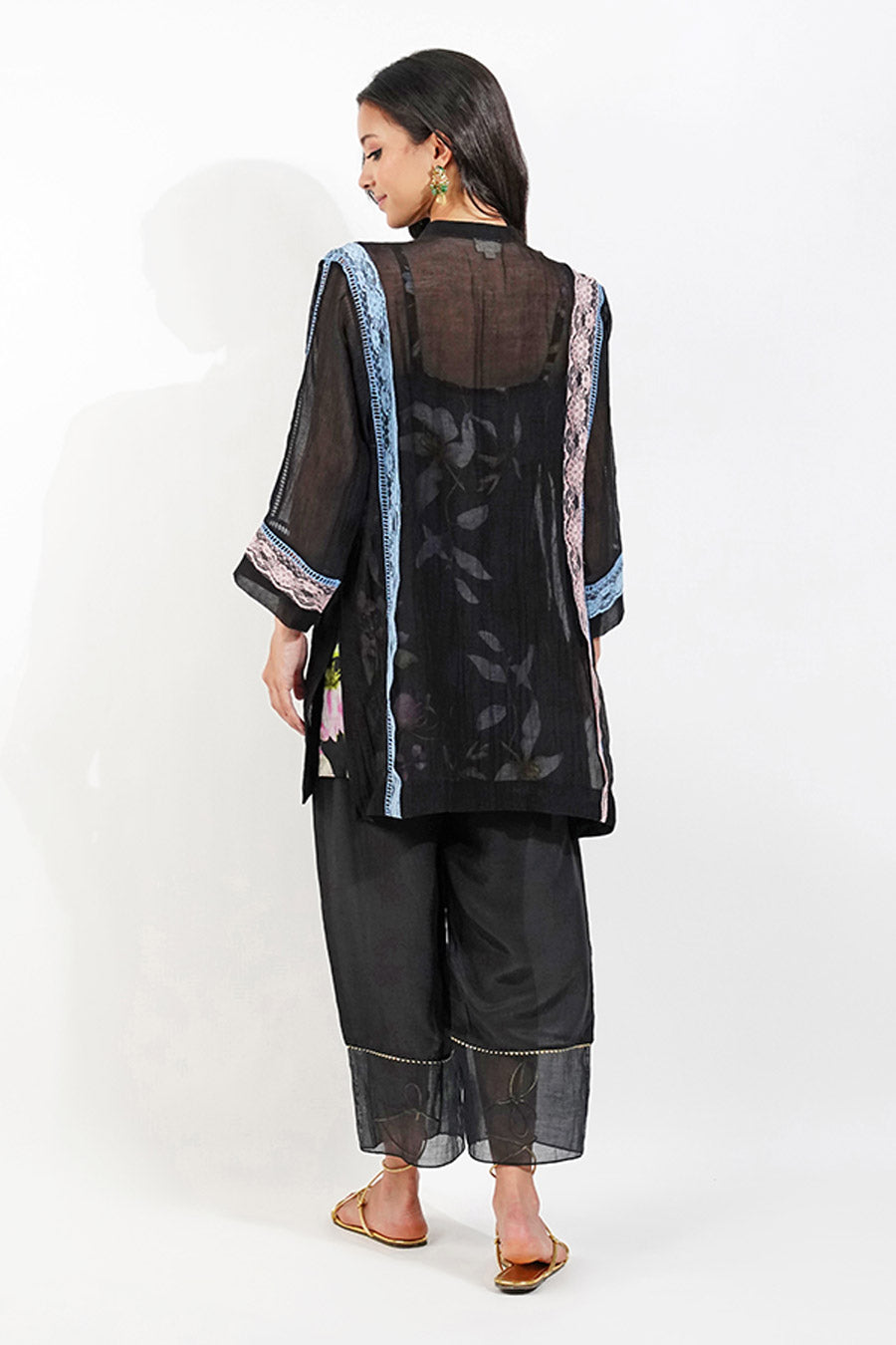 Black Chanderi Embellished Top & Pant Set