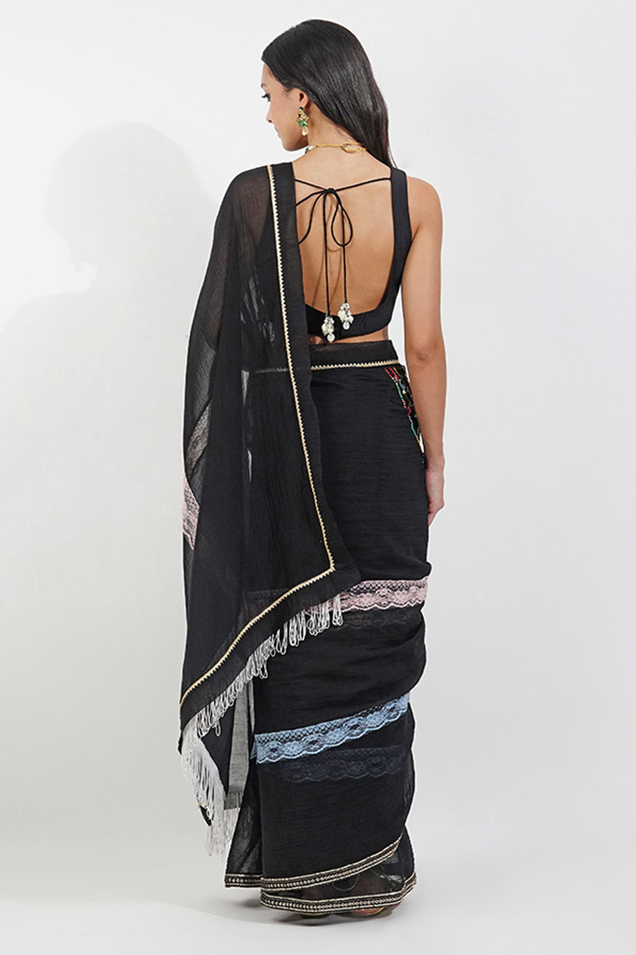 Black Embellished Chic Saree Set