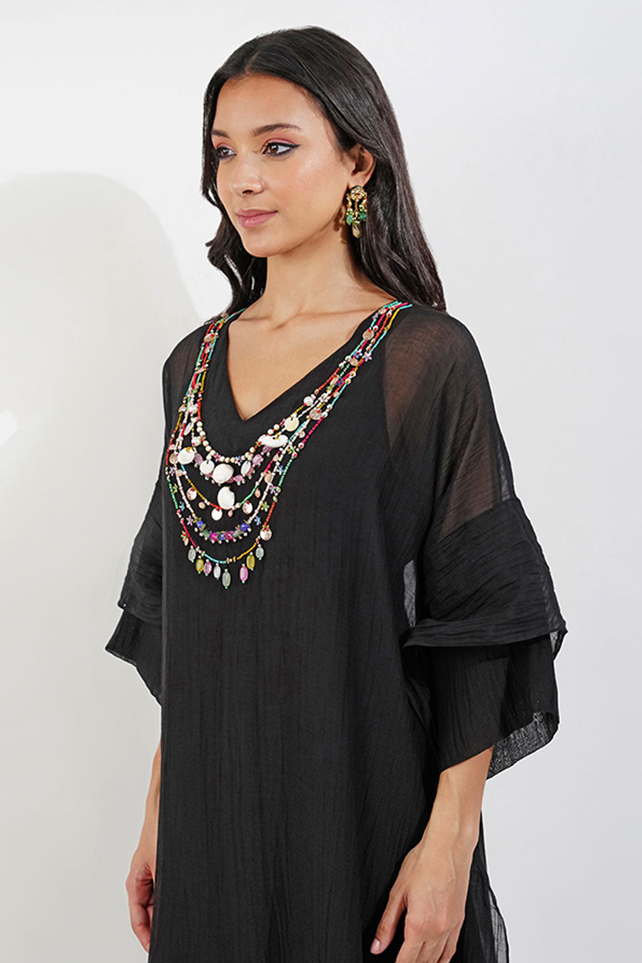 Black Embellished Kaftan Co-Ord Set