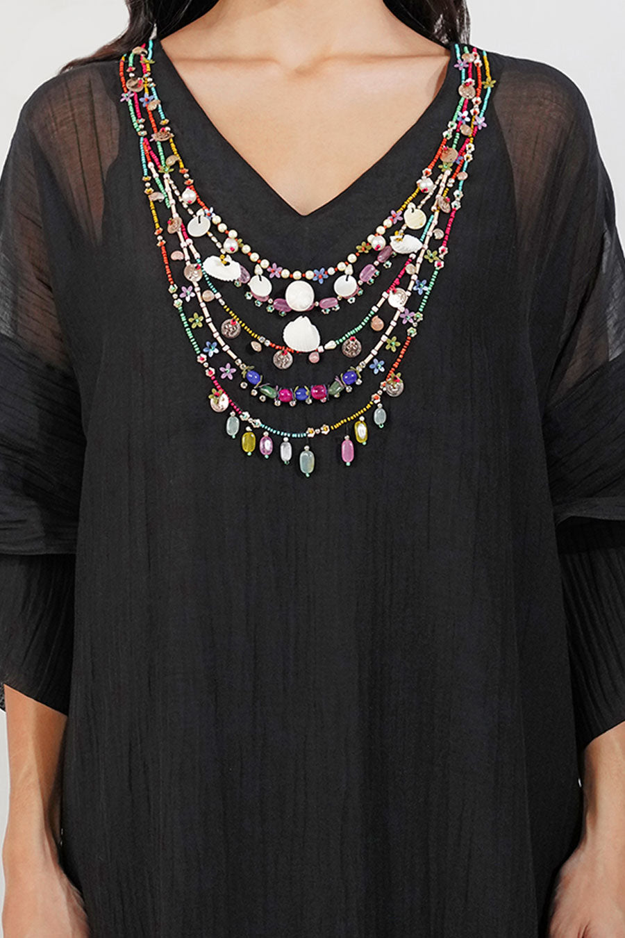 Black Embellished Kaftan Co-Ord Set