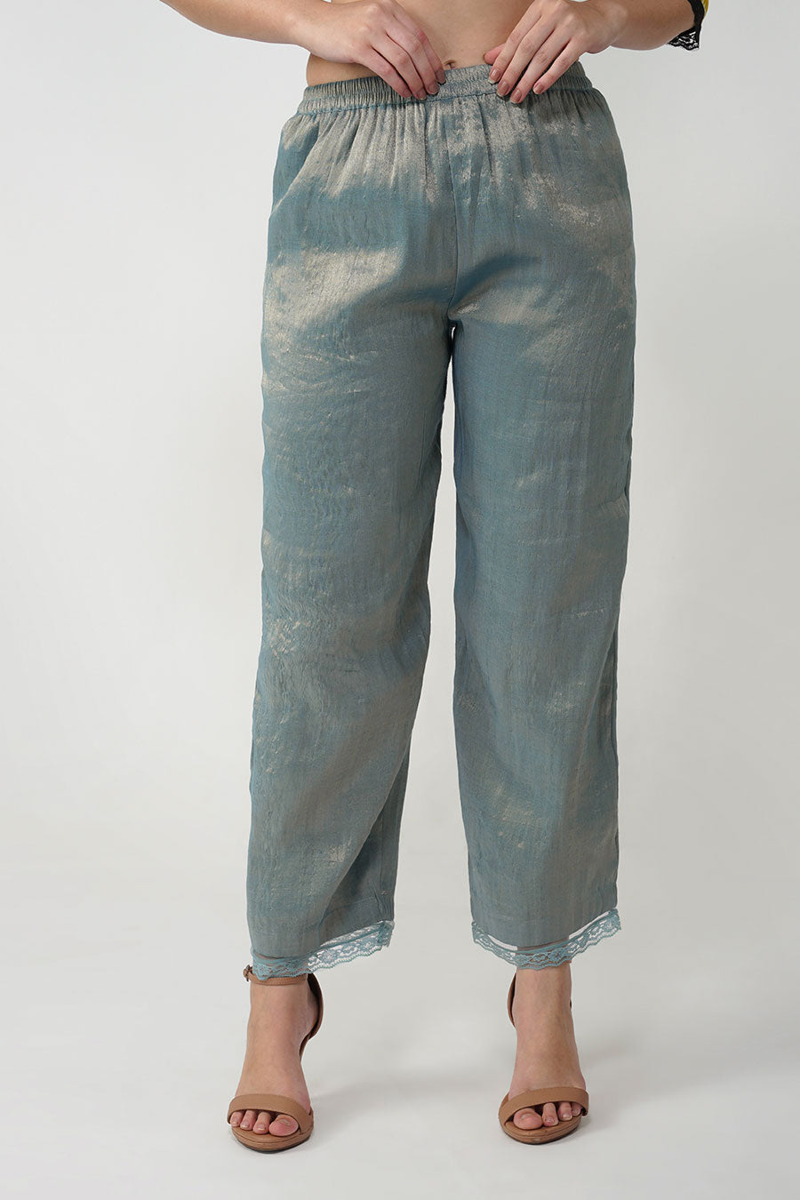 Blue Crystal Scalloped Kurta & Pant Set