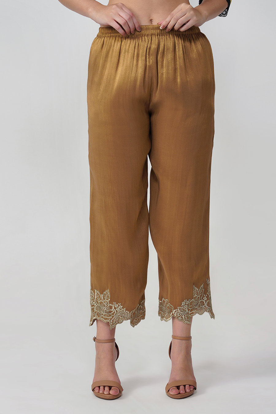 Green Crystal Flower Gathered Kurta & Pant Set