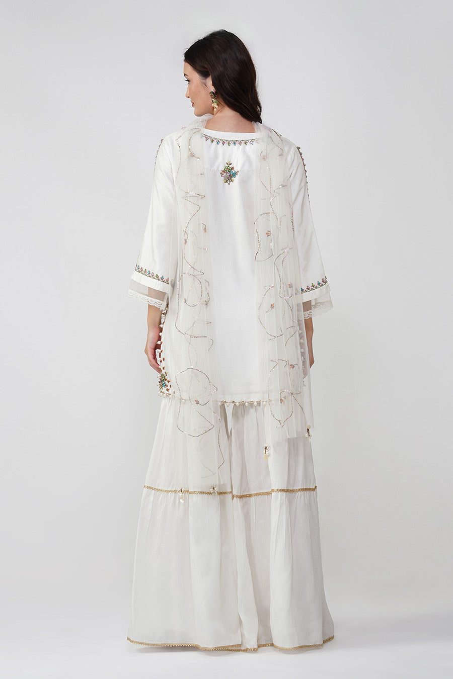 Ivory Crystal Embroidered Gharara Set