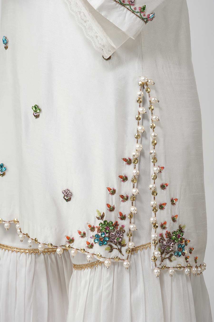 Ivory Crystal Embroidered Gharara Set