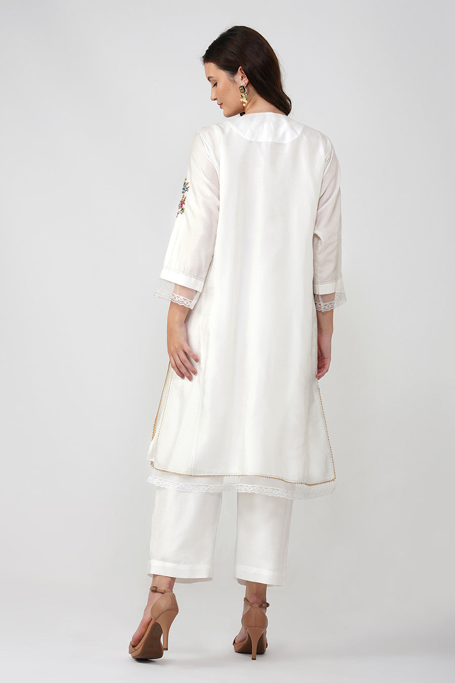 Ivory Crystal Embroidered Kalidar Kurta Set