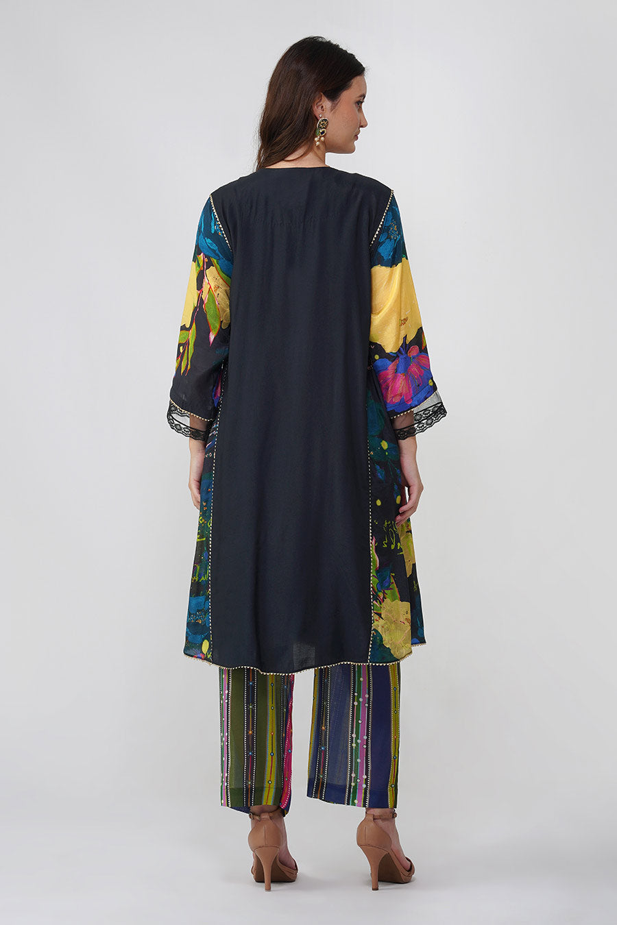 Black Banjara Bloom Kalidar Kurta & Pant Set