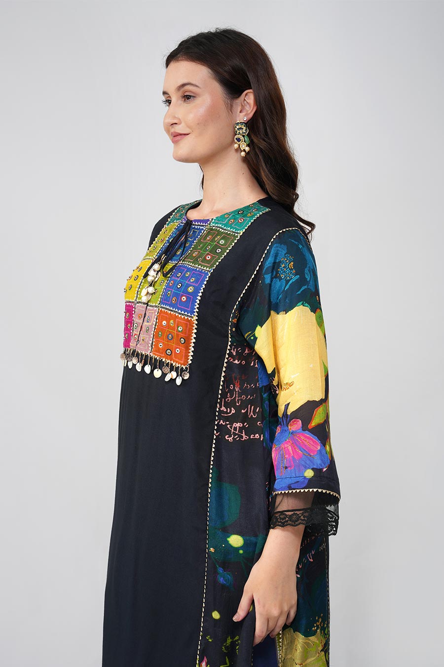 Black Banjara Bloom Kalidar Kurta & Pant Set