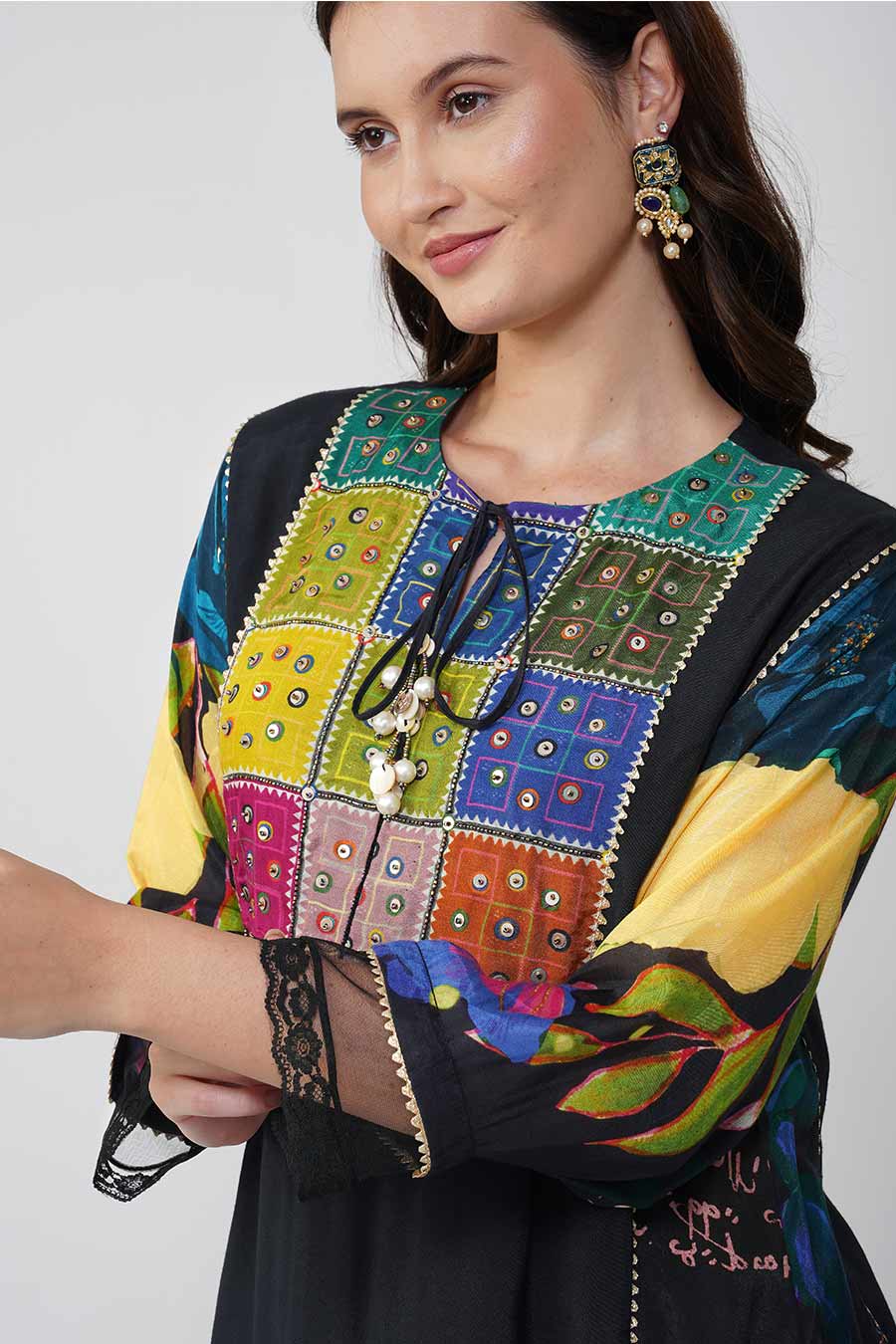 Black Banjara Bloom Kalidar Kurta & Pant Set