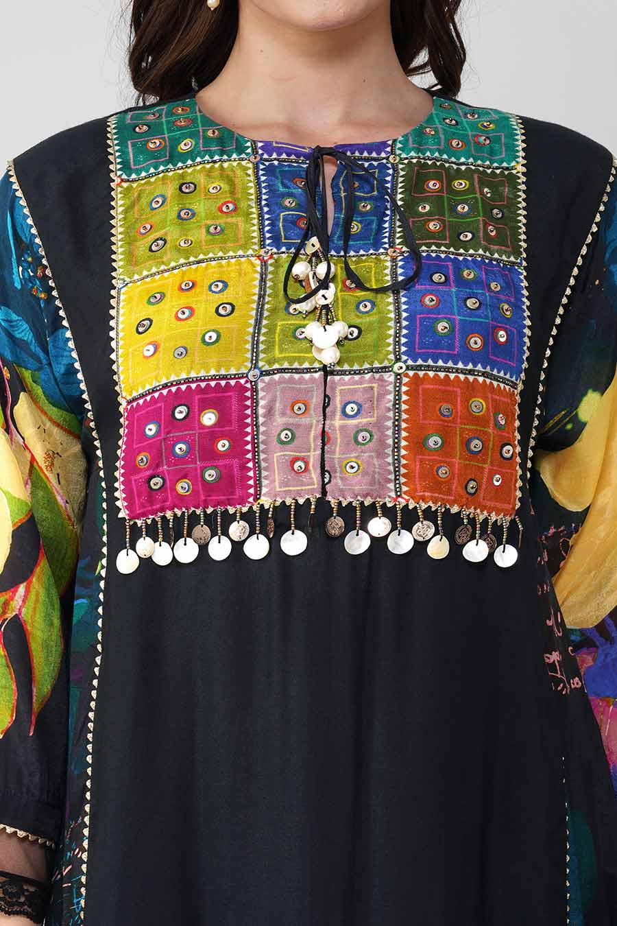 Black Banjara Bloom Kalidar Kurta & Pant Set