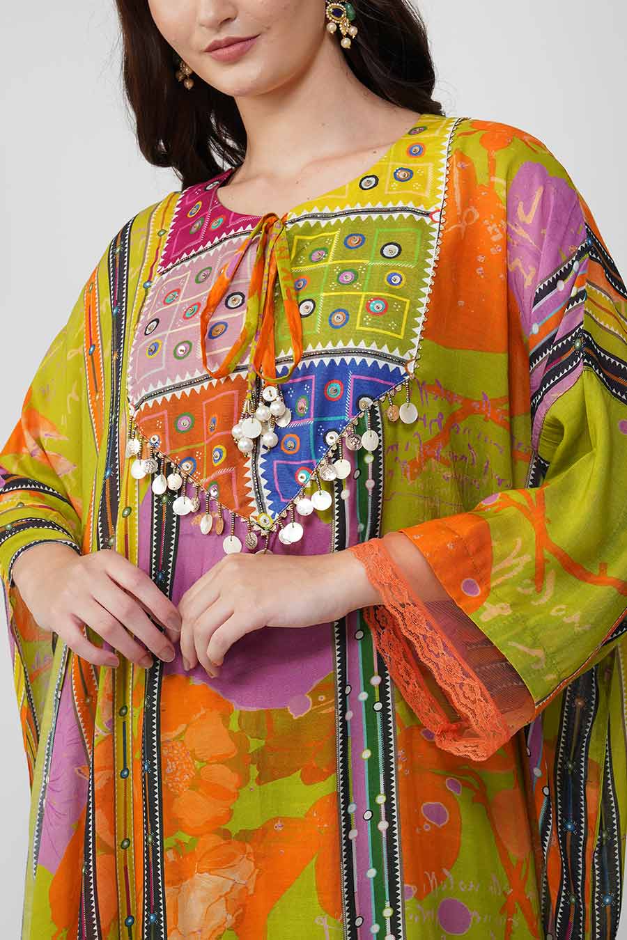 Green Banjara Bloom Printed Kaftan & Pant Set
