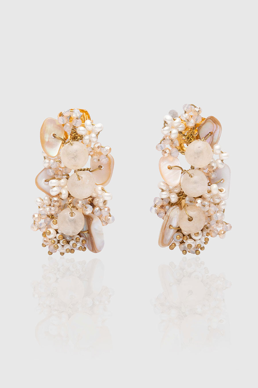 Beige Floradale Stud Earrings