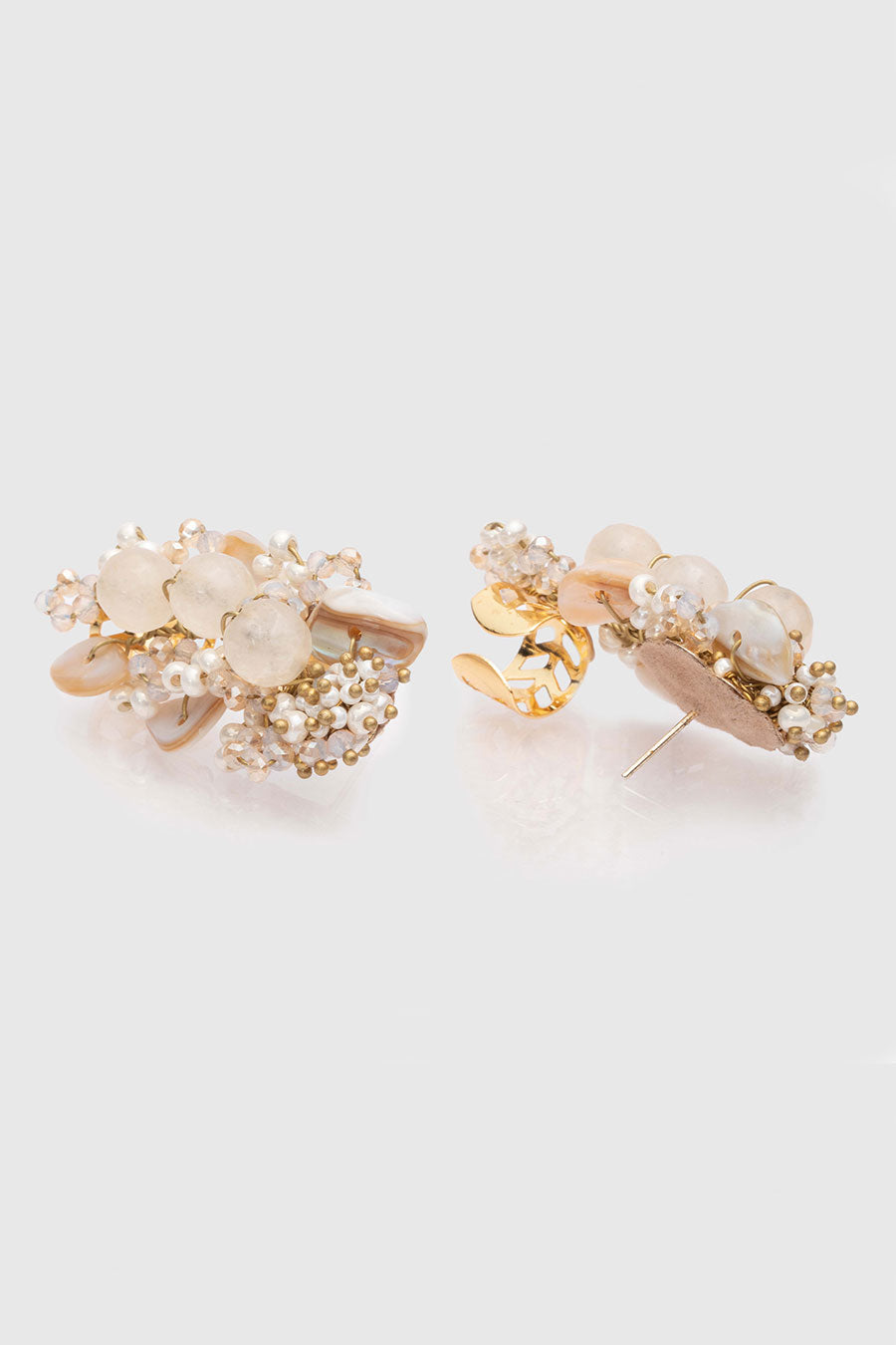 Beige Floradale Stud Earrings