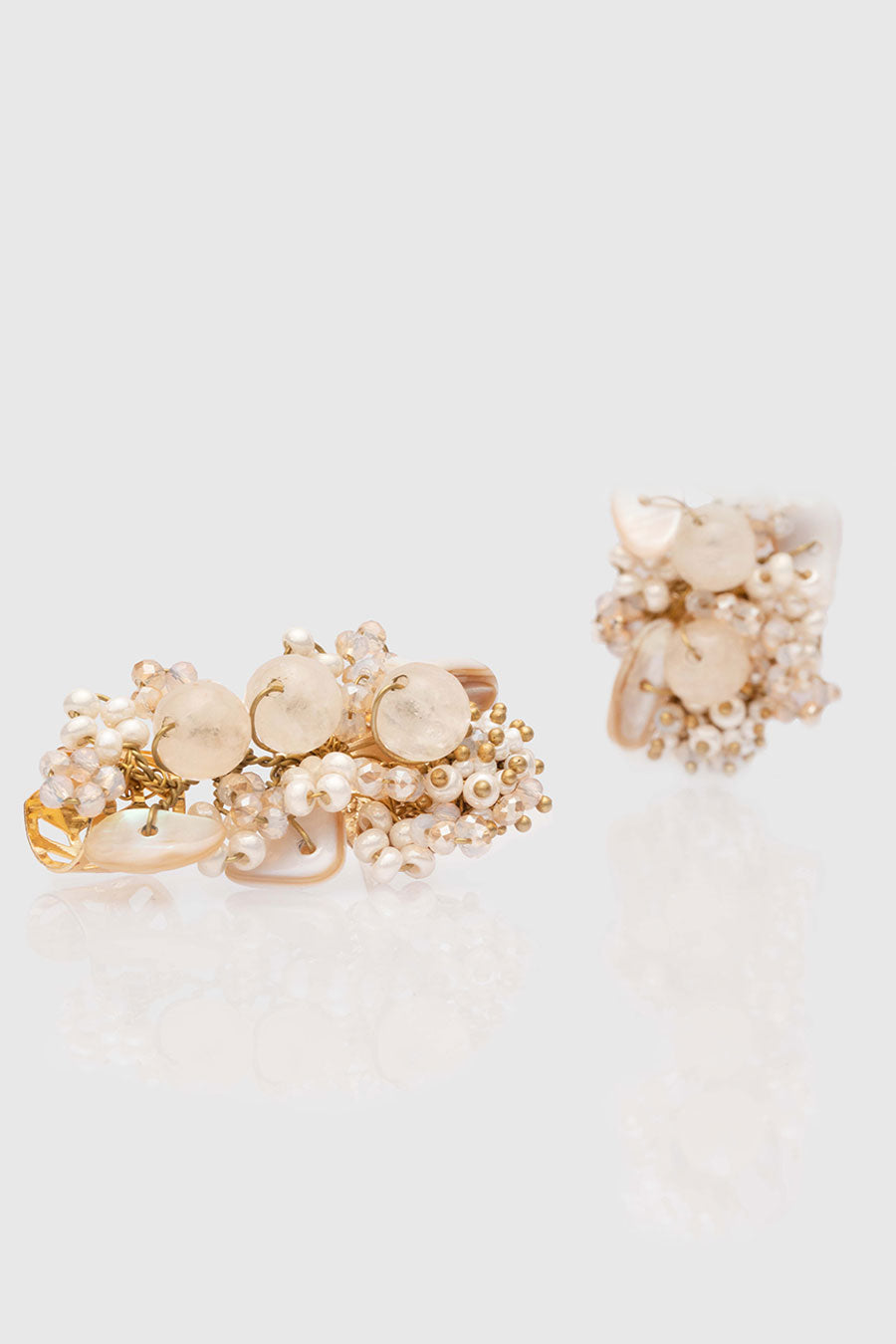 Beige Floradale Stud Earrings