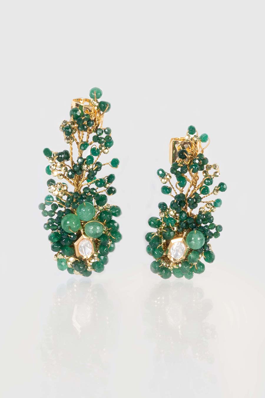 Green Charming Aquilegia Stud Earrings