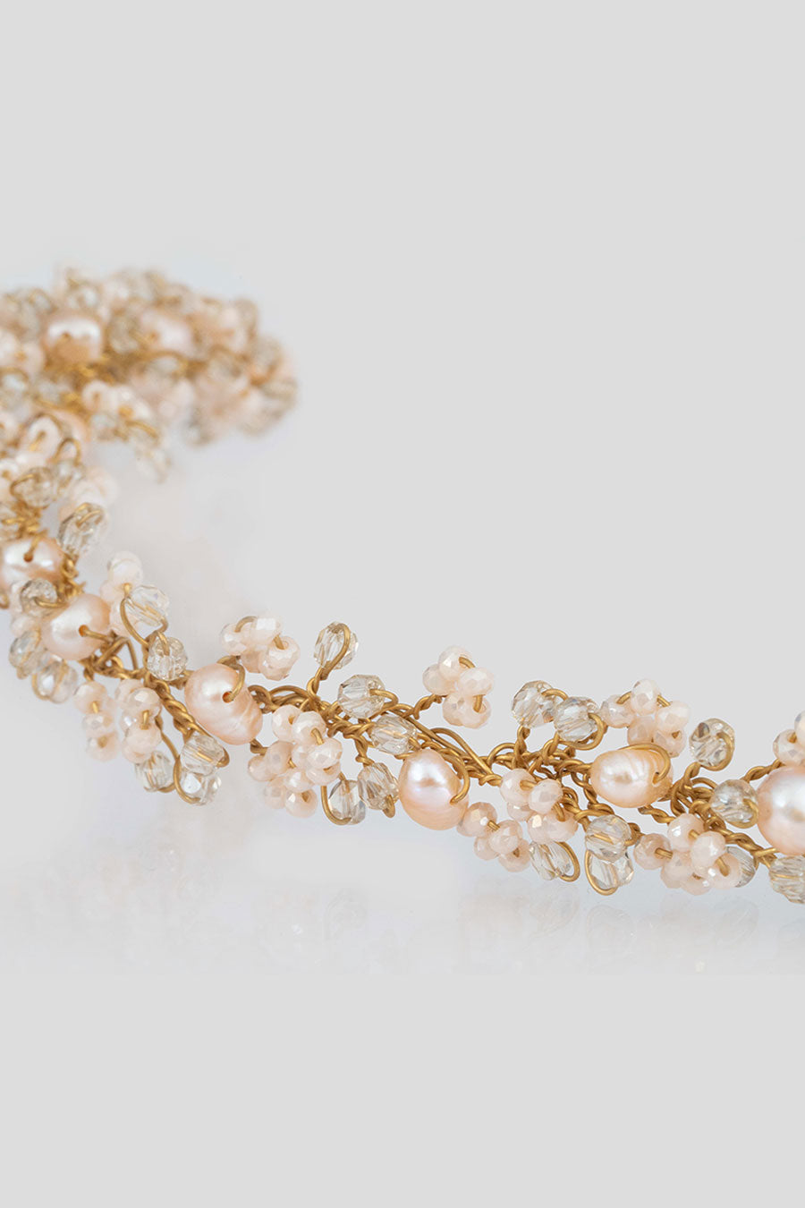 Peach Beaded Blossom Tiara Headgear