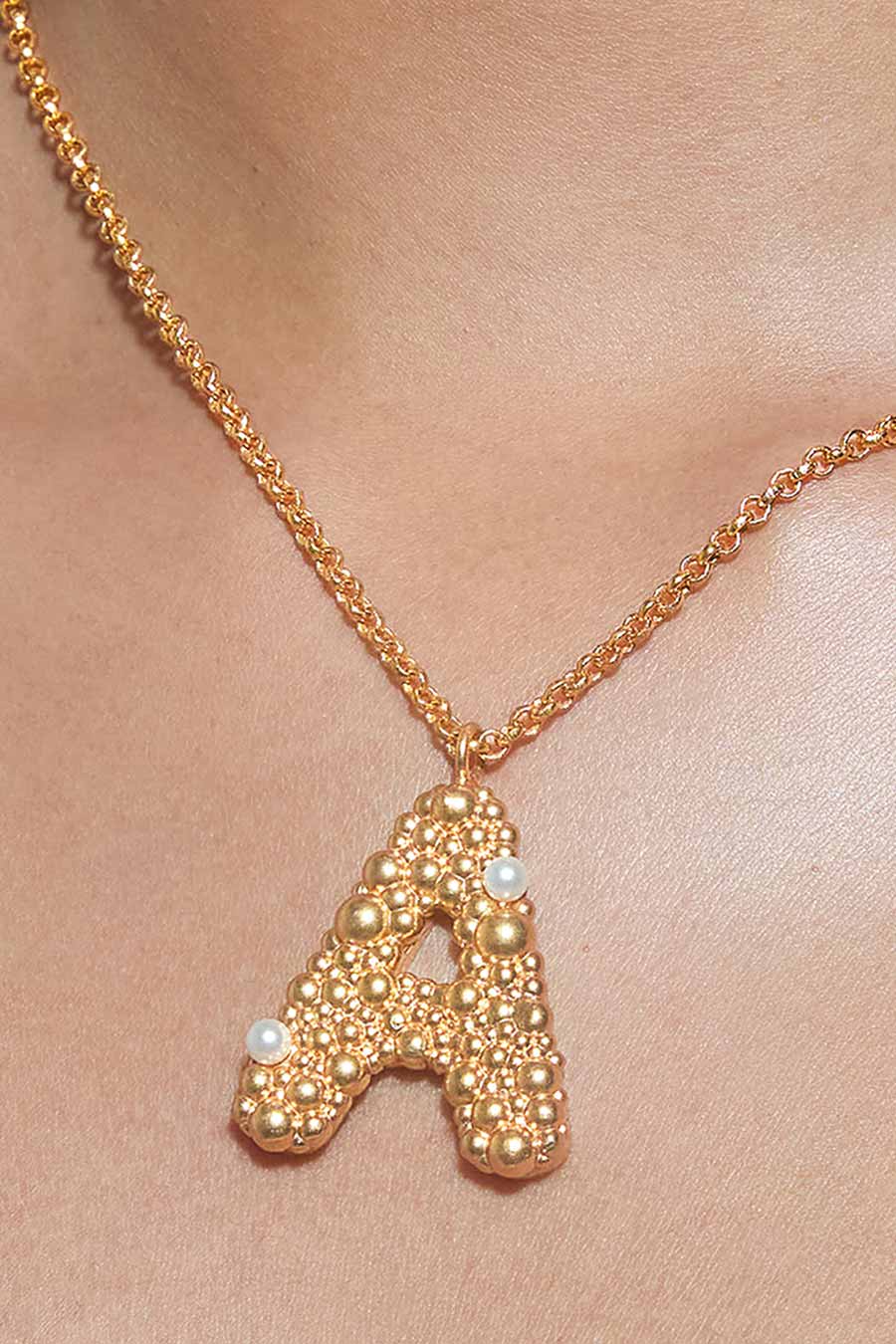 Gold Initial "A" Pendant With Chain