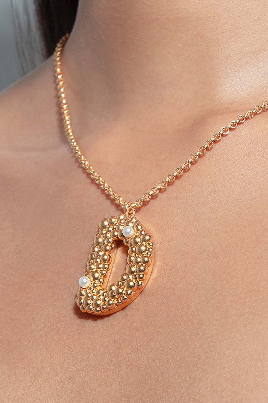 Gold Initial "D" Pendant With Chain