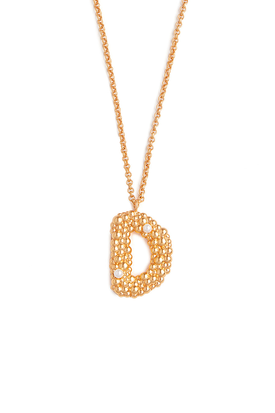 Gold Initial "D" Pendant With Chain