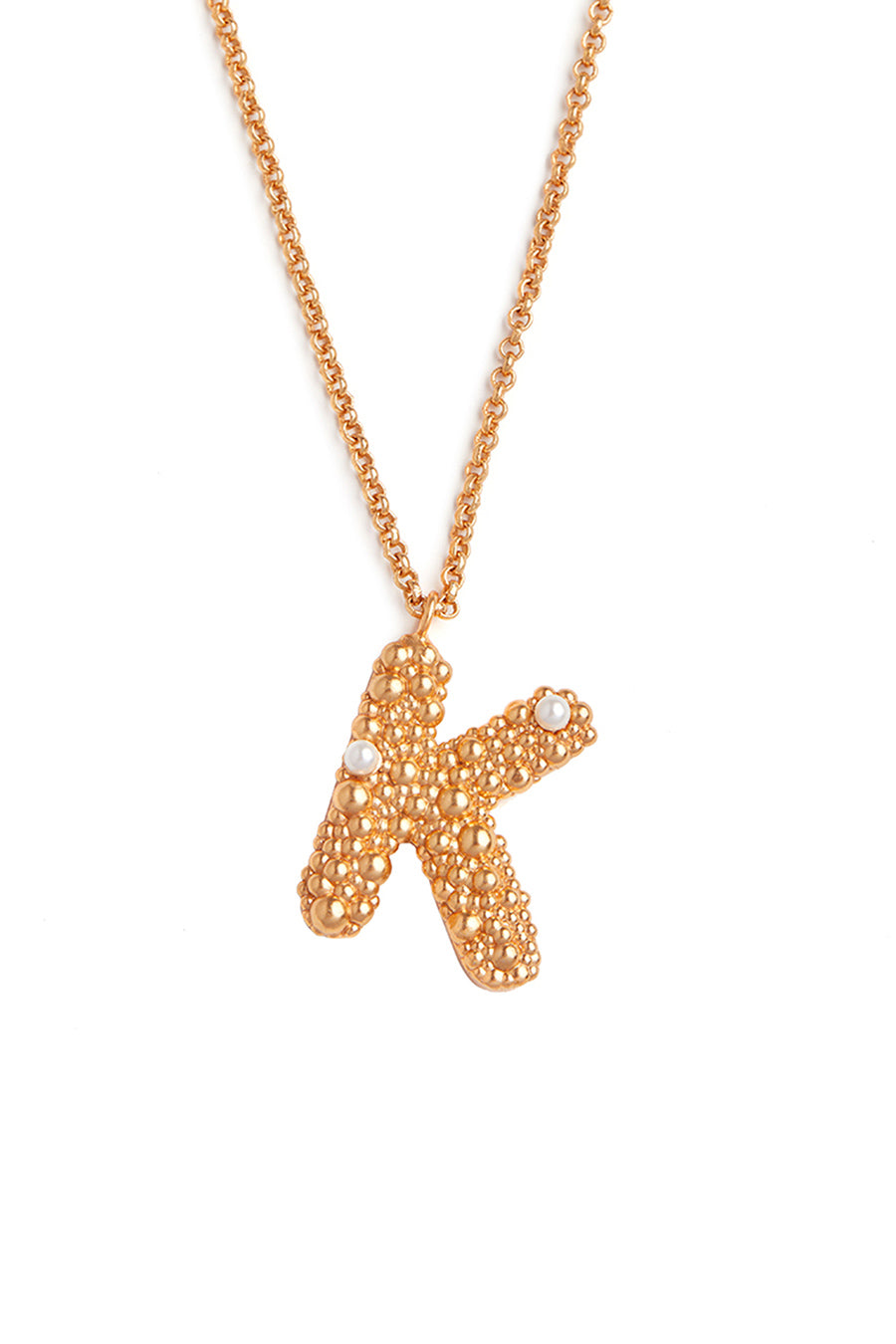 Gold Initial "K" Pendant With Chain
