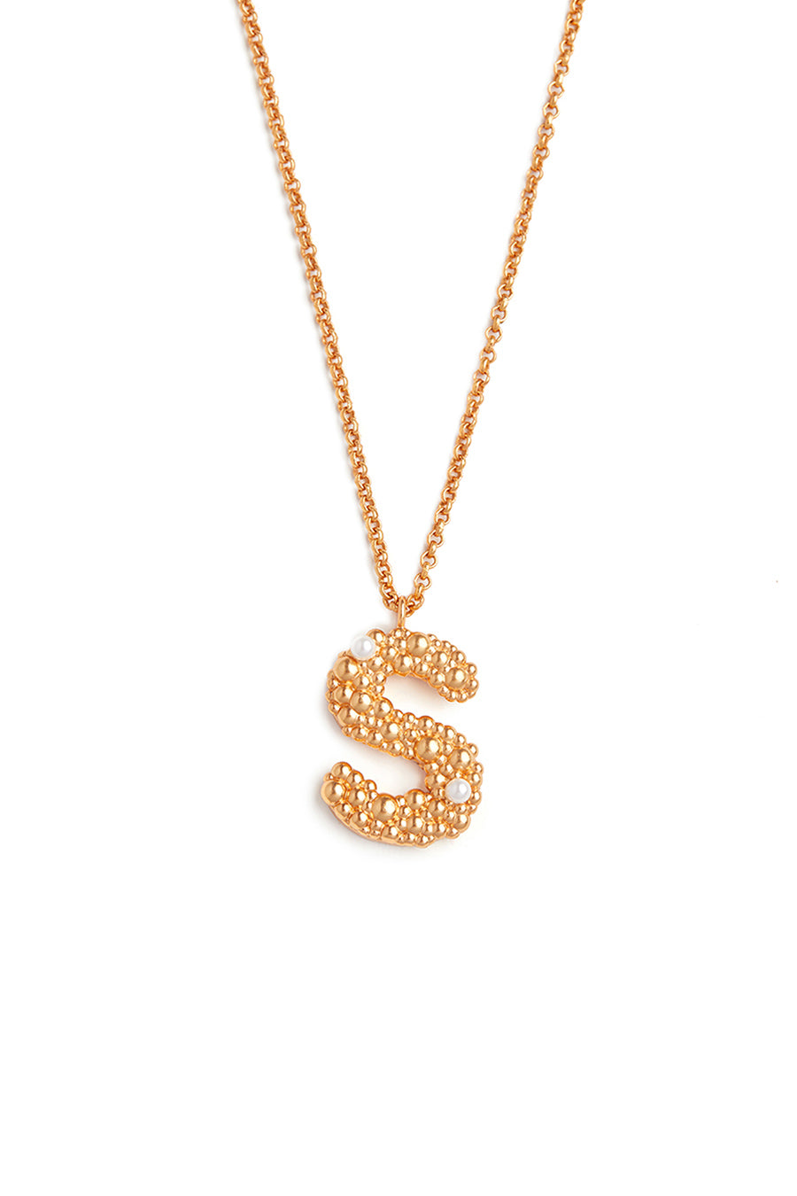 Gold Initial "S" Pendant With Chain